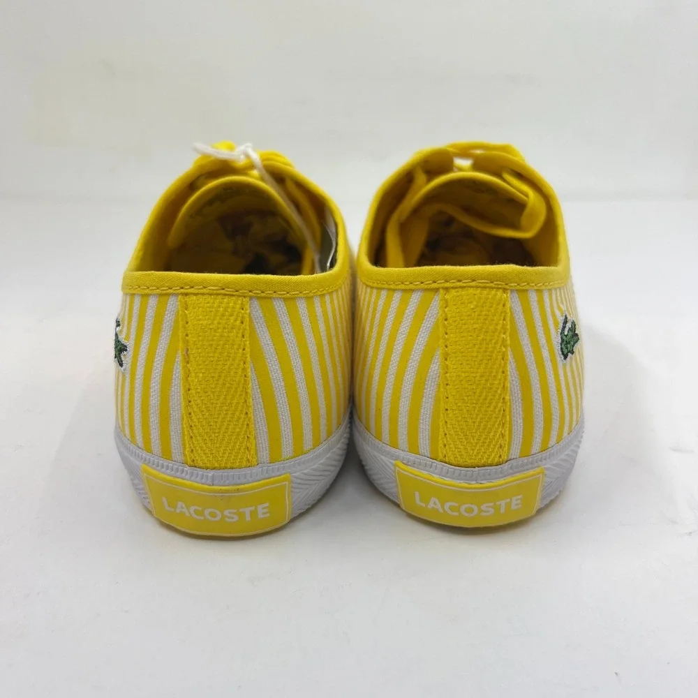 Lacoste Gambetta Sneakers Women 8 Yellow White Striped Canvas Low Top‎ Vintage